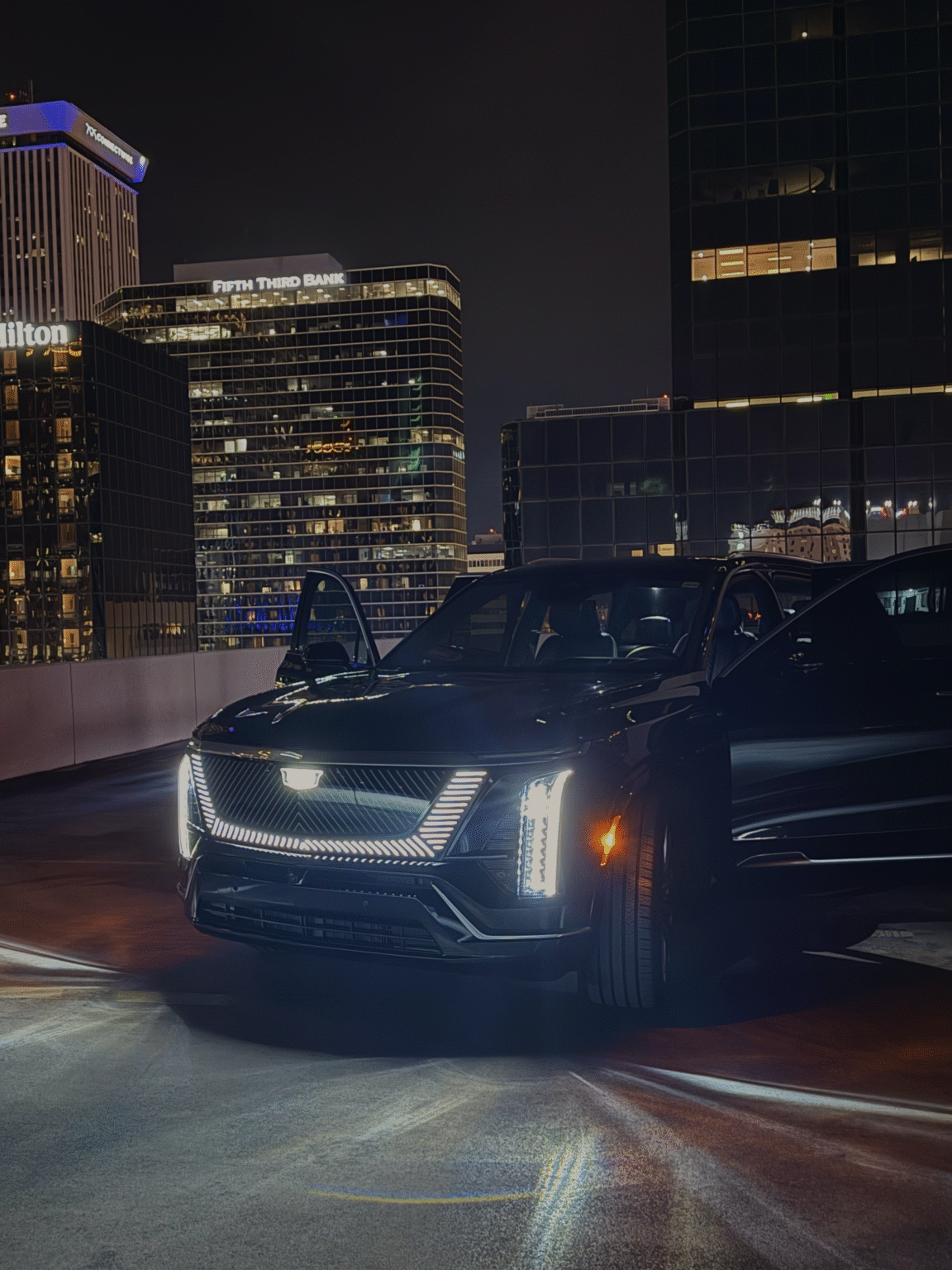 Luxury vehicle at night